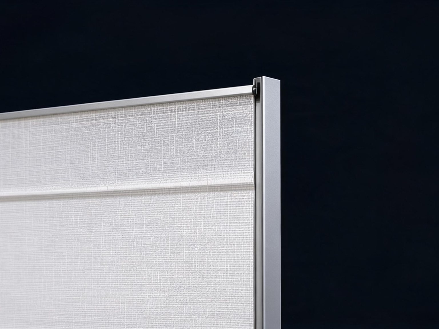 Illustrative exterior detail of an AI BLIND side guide and fabric.